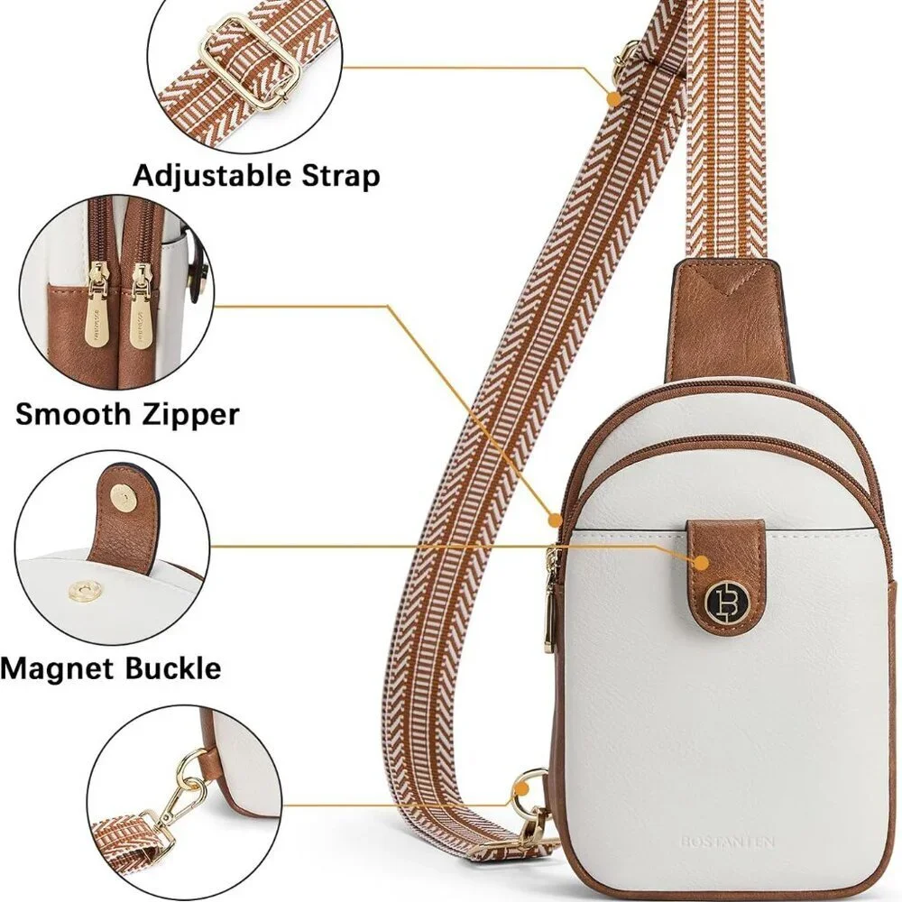 Small Leather Crossbody Bag for Women Compact Stylish Multi-pocket - Picture 6 of 8